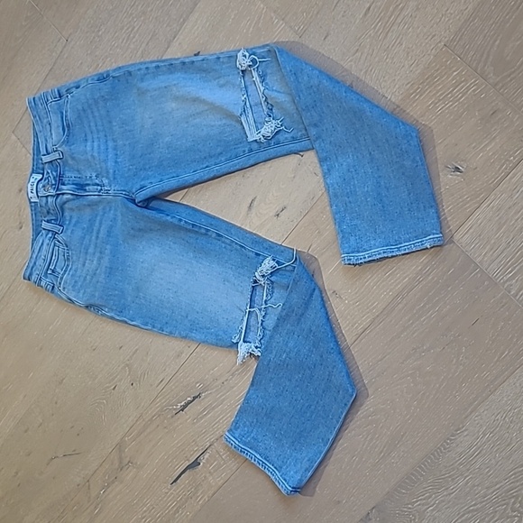 PAIGE Jeans Women's sz 26 Brigitte Straight Leg Distressed Mid Rise Denim Jeans - Picture 1 of 9